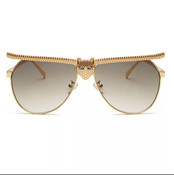 Lion Glasses UV400 sun glasses Fashion sunglass Metal oversized trendy rhinestone bling