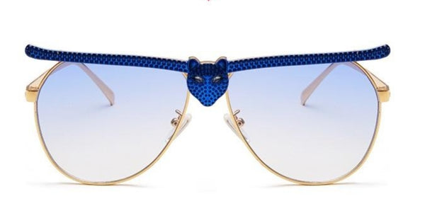 Lion Glasses UV400 sun glasses Fashion sunglass Metal oversized trendy rhinestone bling