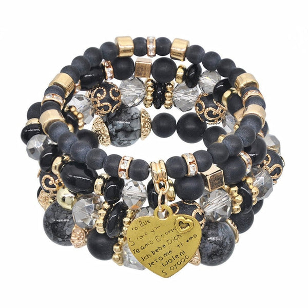 Bohemian Women Bracelets Handmade Heart Shell Feather Tassel Beaded Bracelet