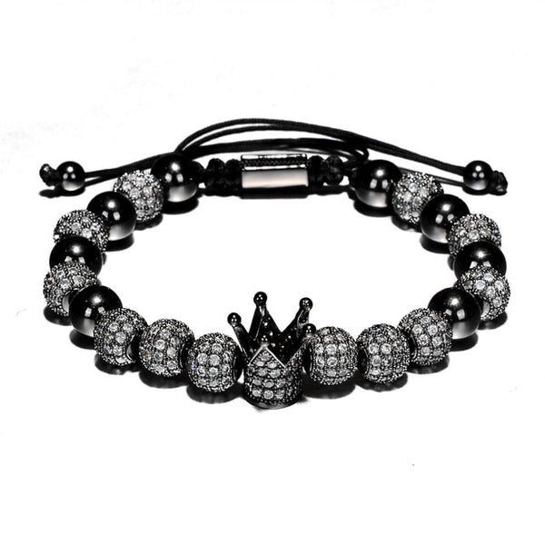 Luxury Crown Charm Men Bracelets 8mm Micro Pave
