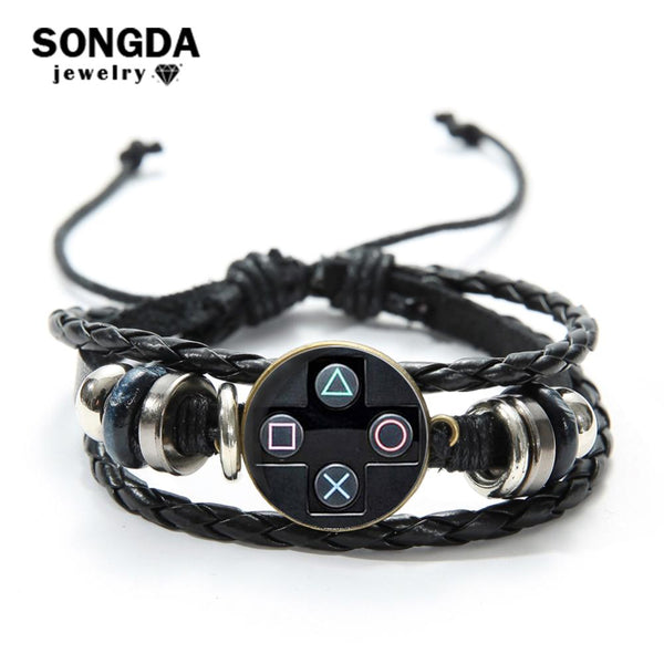 SONGDA Old Video Game Controller Leather Men Bracelet