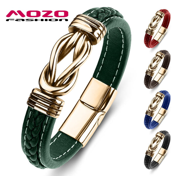 New Classic Men Bracelet Leather Stainless Steel Charm High Quality