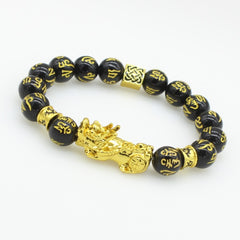 Feng Shui Black Obsidian Stone Beads women and men bracelet