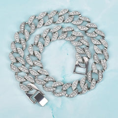 Rhinestone Crystal Miami Cuban Necklace Fashion Punk Jewelry