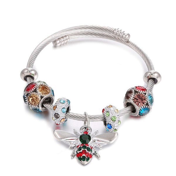 Cross-border classic bee stainless steel bracelet colorful bee women bracelet