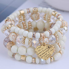 Fashion Bohemian beads bracelets set 4pcs/set Vintage heart shape bracelet Elast