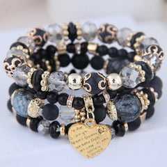 Fashion Bohemian beads bracelets set 4pcs/set Vintage heart shape bracelet Elast