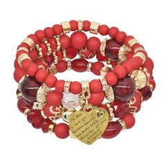 Fashion Bohemian beads bracelets set 4pcs/set Vintage heart shape bracelet Elast