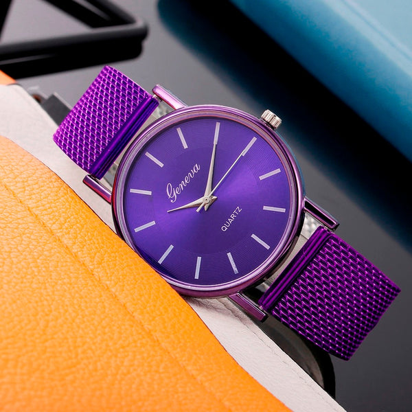 Quartz Watch Leisure Strap Woman High-end Blue Glass Life Waterproof Distinguished Ladies Casual Simplicity Round Wristwatches