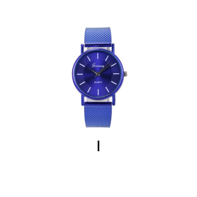 Quartz Watch Leisure Strap Woman High-end Blue Glass Life Waterproof Distinguished Ladies Casual Simplicity Round Wristwatches