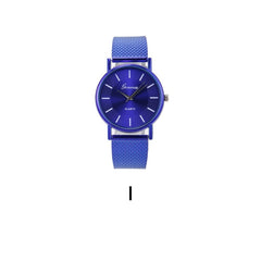 Quartz Watch Leisure Strap Woman High-end Blue Glass Life Waterproof Distinguished Ladies Casual Simplicity Round Wristwatches