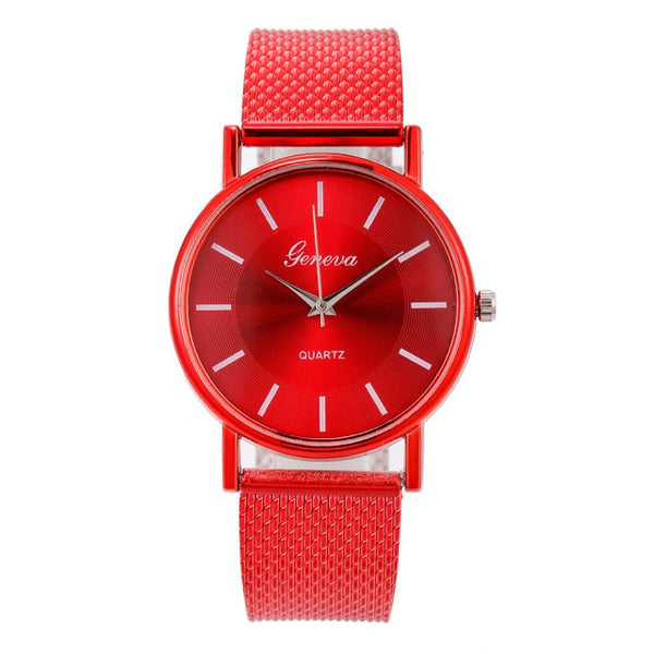 Quartz Watch Leisure Strap Woman High-end Blue Glass Life Waterproof Distinguished Ladies Casual Simplicity Round Wristwatches